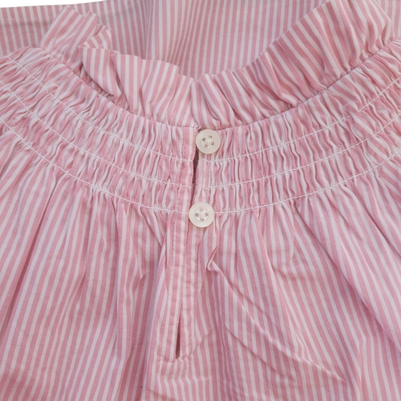 J. Crew Blouse Women's Small Striped Ruffle Neck LS Preppy Nautical Red White - Picture 5 of 8